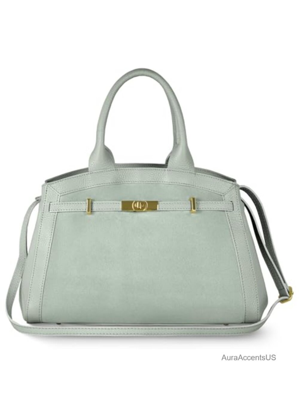 Genuine Suede & Leather Top-Handle Satchel Handbag with Adjustable Strap